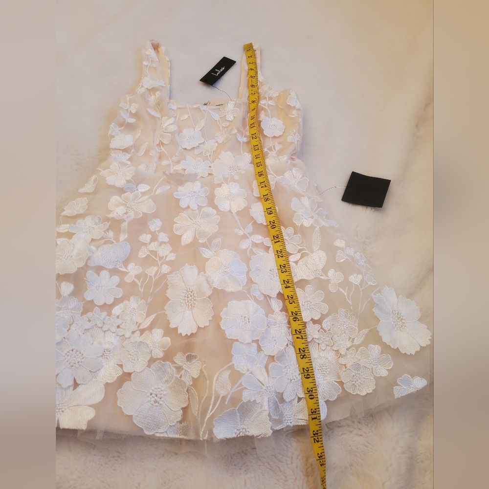 New Lulus Divine Intentions 3D Floral Embroidered Skater Dress Size Small - Picture 6 of 14